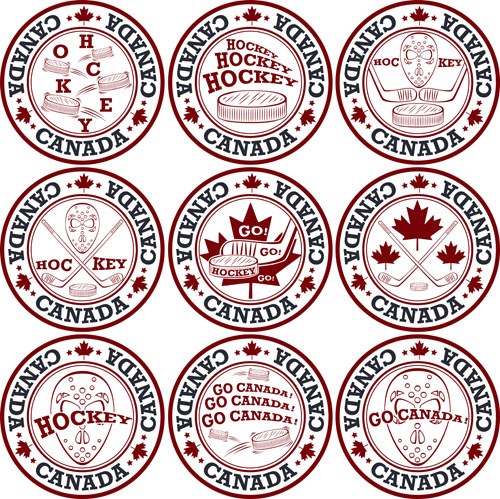 500x499 Vintage Canada Hockey Stamp Vector Material 01 Free Download