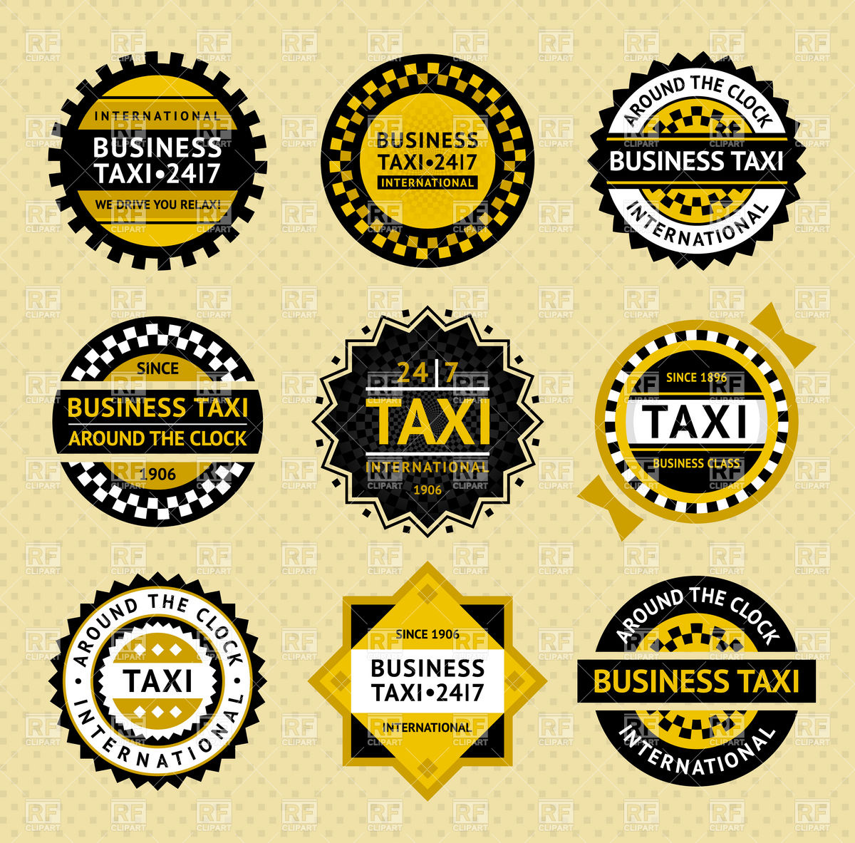 1200x1183 Taxi Round Emblems