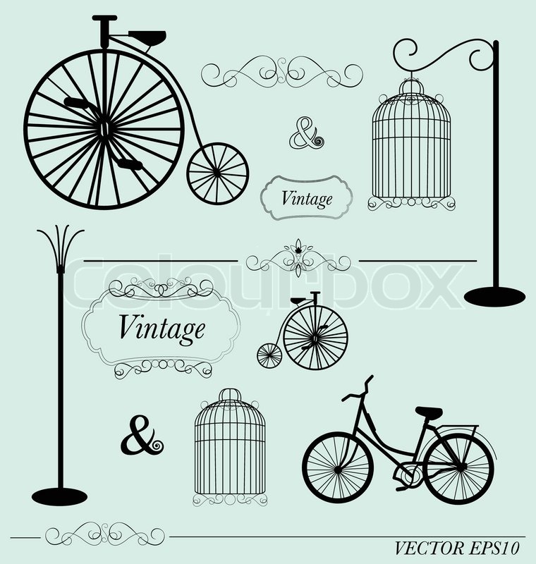 760x800 Vector Set Of Vintage Design Elements, Can Be Used For Wall