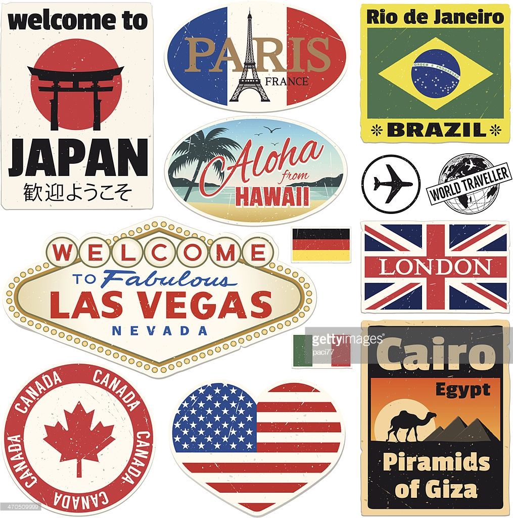 1015x1024 Vector Vintage Travel Stickers. High Res Jpeg Included Travel