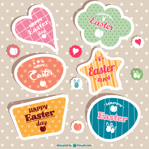 600x600 Vintage Easter Stickers Vector 123freevectors