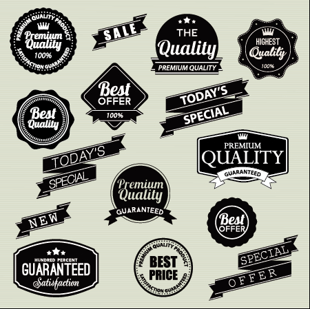 450x449 Vintage Labels With Stickers And Ribbons Vector Graphics 02 Free