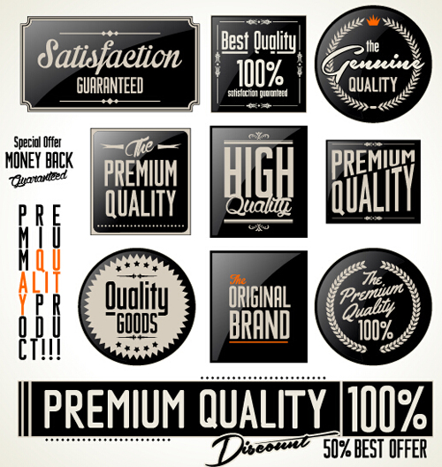 500x528 Vintage Premium Quality Stickers And Labels With Banner Vector 01