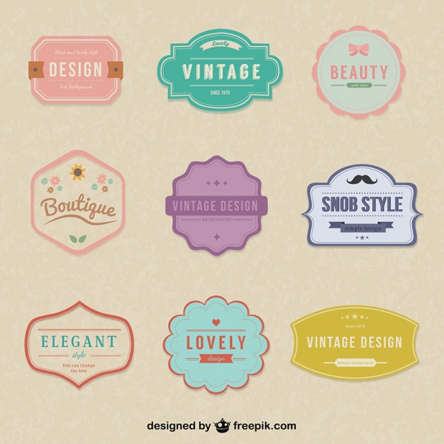 626x626 Vintage Simple Stickers Vector Free Download