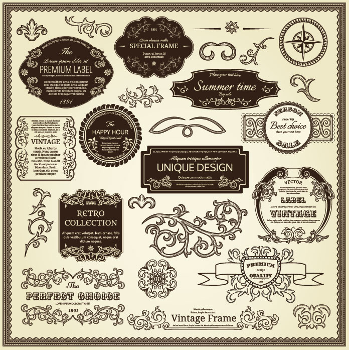 696x697 Vintage Stickers Vector 6 Vector Sources