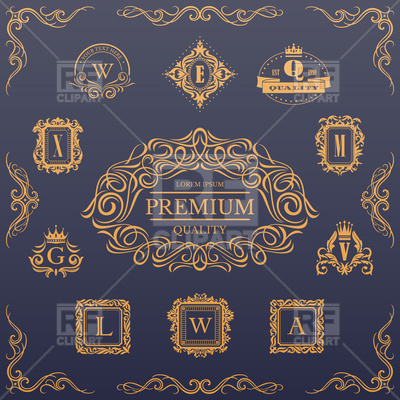 400x400 Vintage Frames With Design Elements, Curves And Swirls Vector