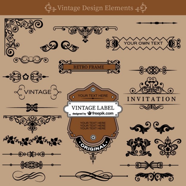 626x626 Vintage Swirls Decorations Set Vector Free Download