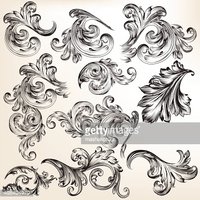 200x200 Collection Of Vector Decorative Vintage Swirls For Design Stock