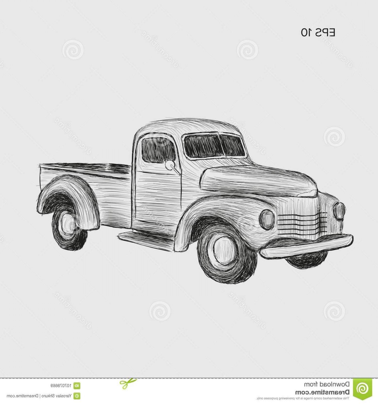 1560x1668 Hand Drawn Old Farmer Pickup Truck Vector Illustration Icon