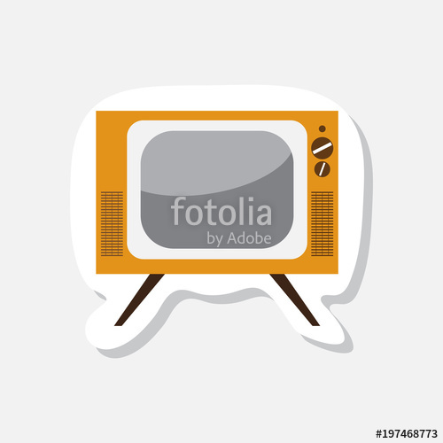 500x500 Tv Flat Icon On Red Background. Retro Style. Vector Illustration