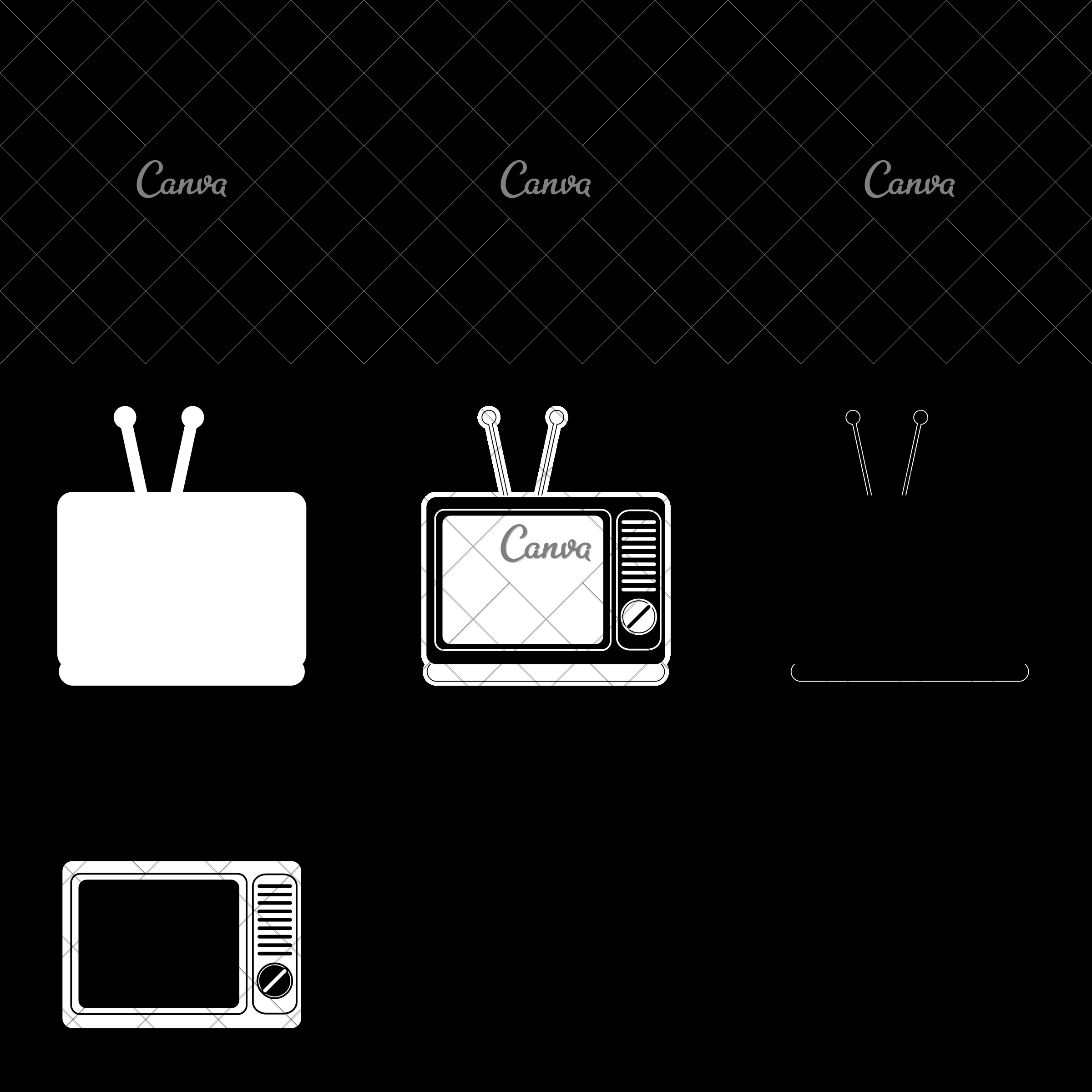 2400x2400 Vintage Tv Vector Icon Illustration