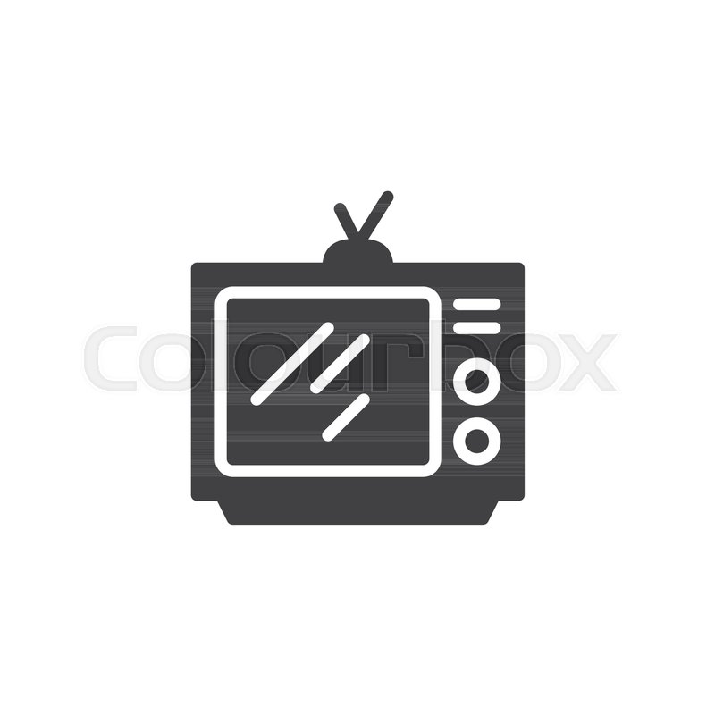 800x800 Vintage Television Vector Icon. Filled Flat Sign For Mobile