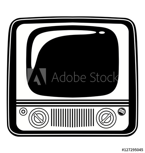 475x500 Retro Black And White Vintage Tv. Vector Illustration On White