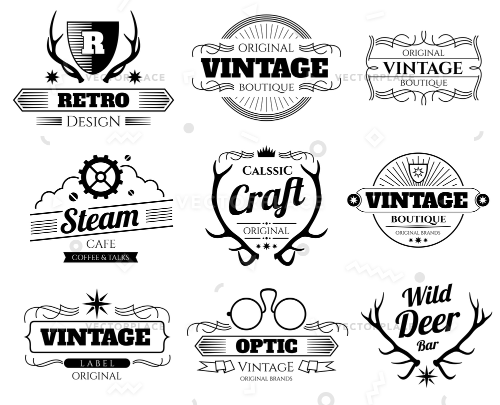 1000x811 Vintage Hipster Logos Labels Set Deer Vector Illustration 9638