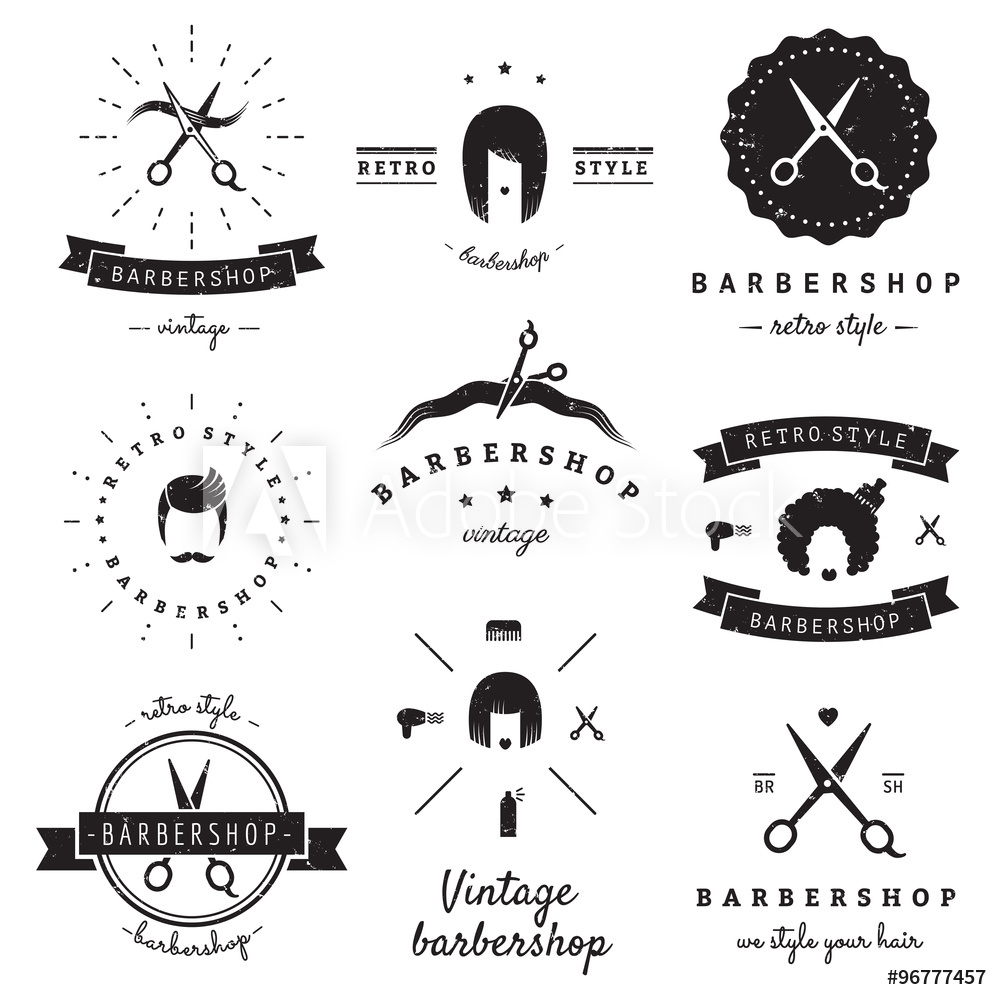 1000x1000 Photo Amp Art Print Barbershop (Hair Salon) Logo Vintage Vector Set