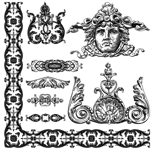 527x513 Set Vintage Of Retro Borders Vector Art 04 Free Download