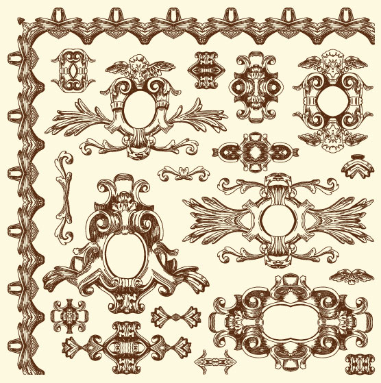 556x559 Set Vintage Of Retro Borders Vector Art 07 Free Download