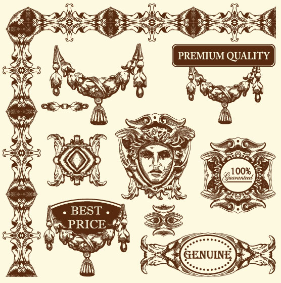556x560 Set Vintage Of Retro Borders Vector Art 11 Free Download