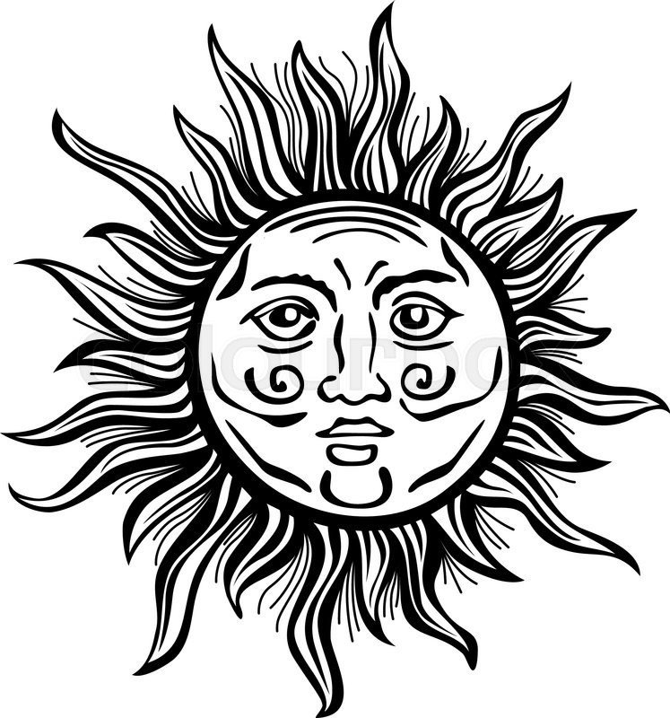 747x800 Sun Retro Vintage Vector Folklore Art Classic Decoration Design