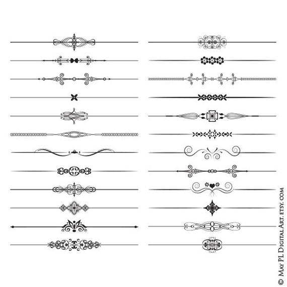 570x570 Text Dividers Retro Vintage Vector Graphics Wedding Digital Etsy