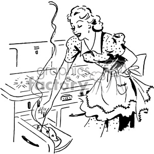 300x300 Royalty Free Vintage Women Cooking Vector Vintage 1900 Vector Art