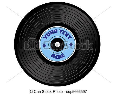 450x362 Vinyl Record With Blue Label, Isolated On White, Vector Illustration.