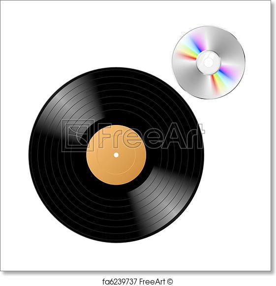 561x581 Free Art Print Of Vinyl Record With Cd. Vector Illustration Of