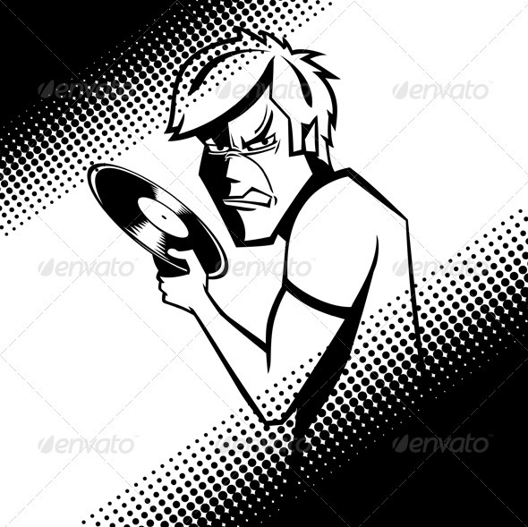 590x589 Vector Dj With Vinyl Record By Leedsn Graphicriver