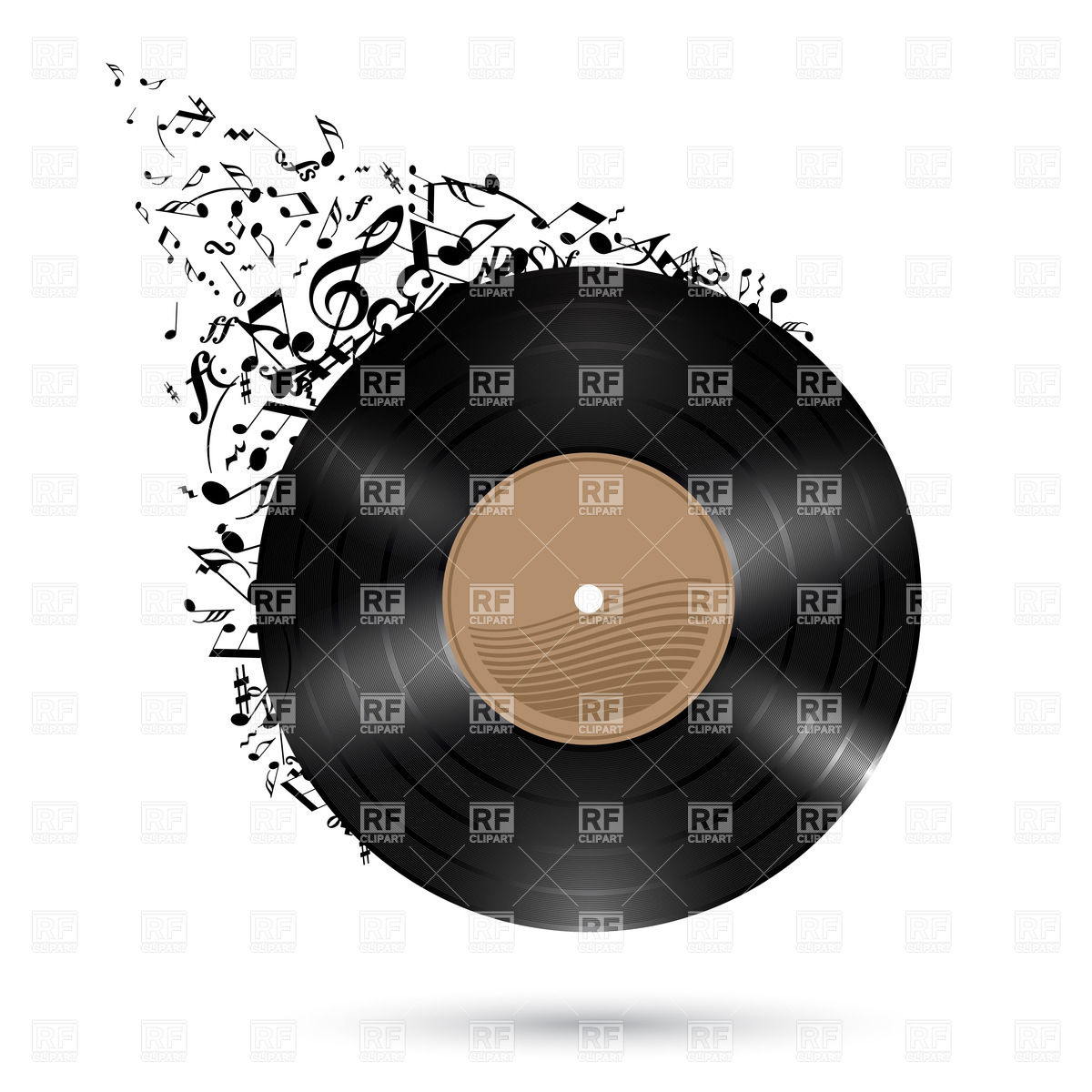 1200x1200 Vinyl Record With Music Notes Flying Up Vector Image Vector