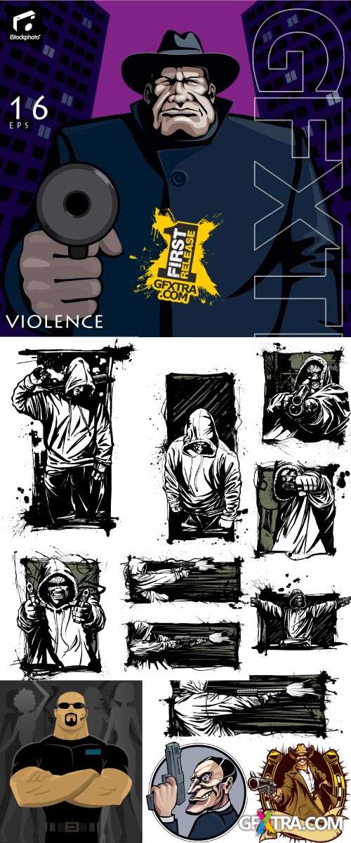 500x1200 Violence Vector Toons 16xeps Gfxtra