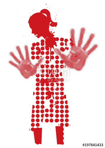 354x500 Young Woman Silhouette Victim Of Violence. Grunge Stylized Woman