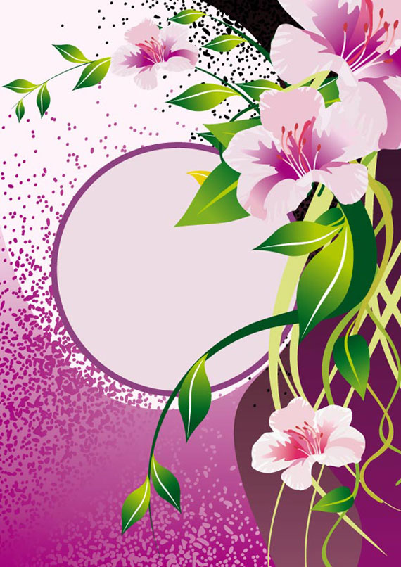 570x806 Violet Flower Vector Frame Background