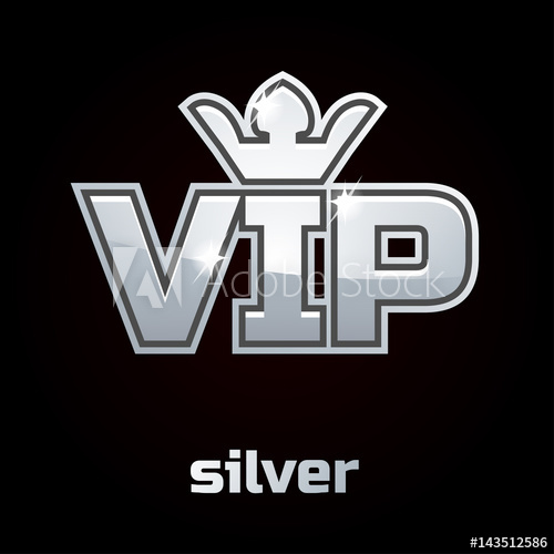 500x500 Silver Vip Vector Symbol On Black Background, Set 2