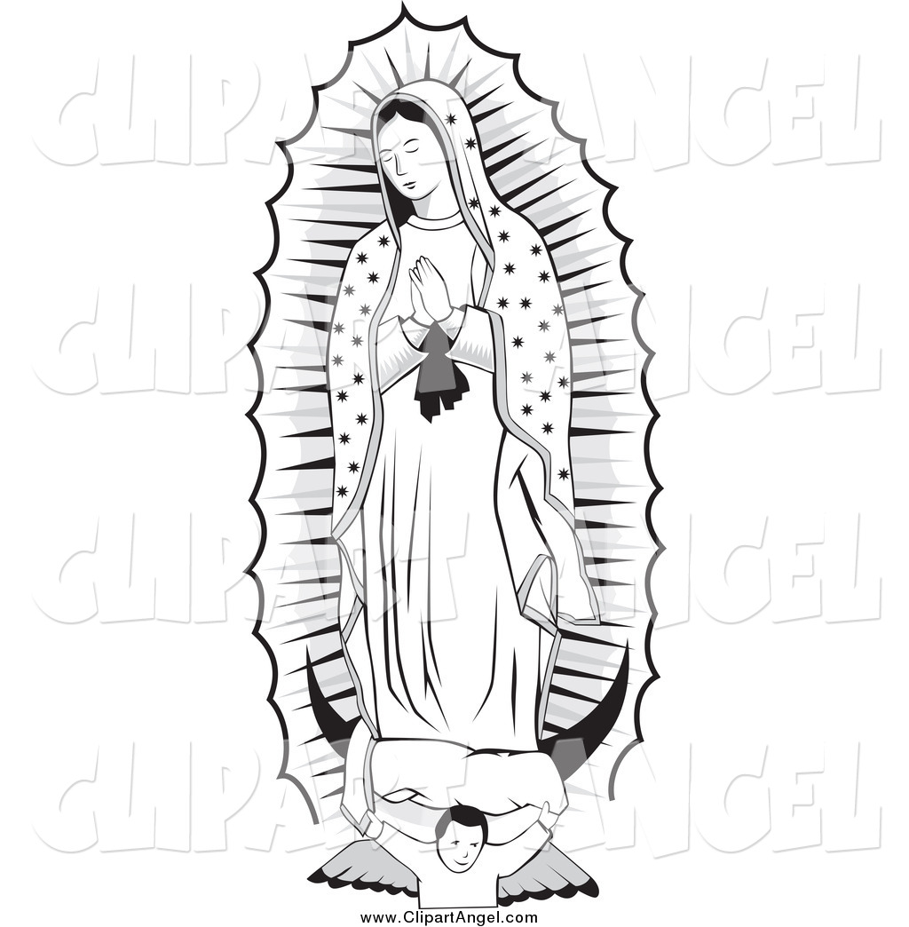 La virgen de guadalupe black and white