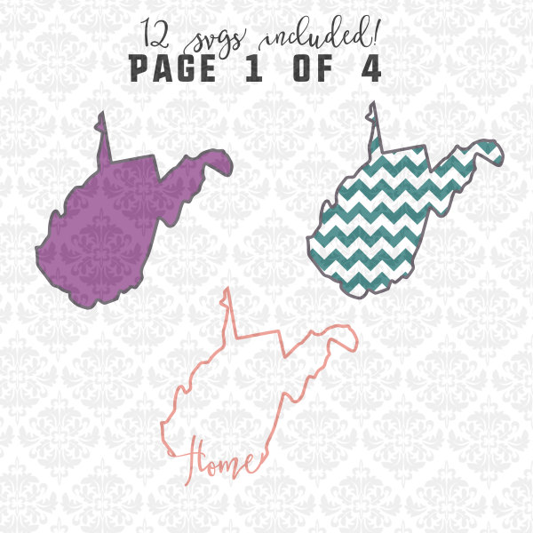 600x600 West Virginia Home Outline Chevron Monogram Love State Set Svg Dxf