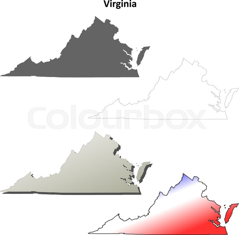 800x787 Virginia State Blank Vector Outline Map Set Stock Vector Colourbox