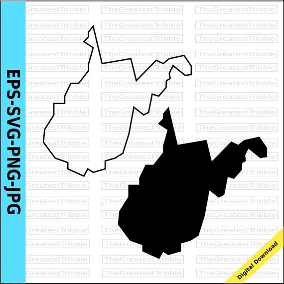 570x570 West Virginia State Map Eps Svg Png Jpg Vector Graphic Clip Etsy