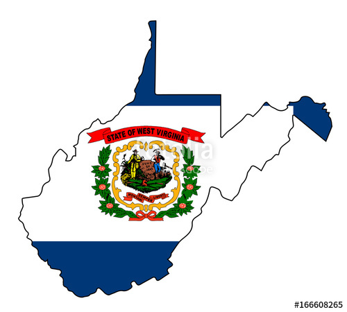 500x450 West Virginia State Outline Map And Flag Stock Image And Royalty
