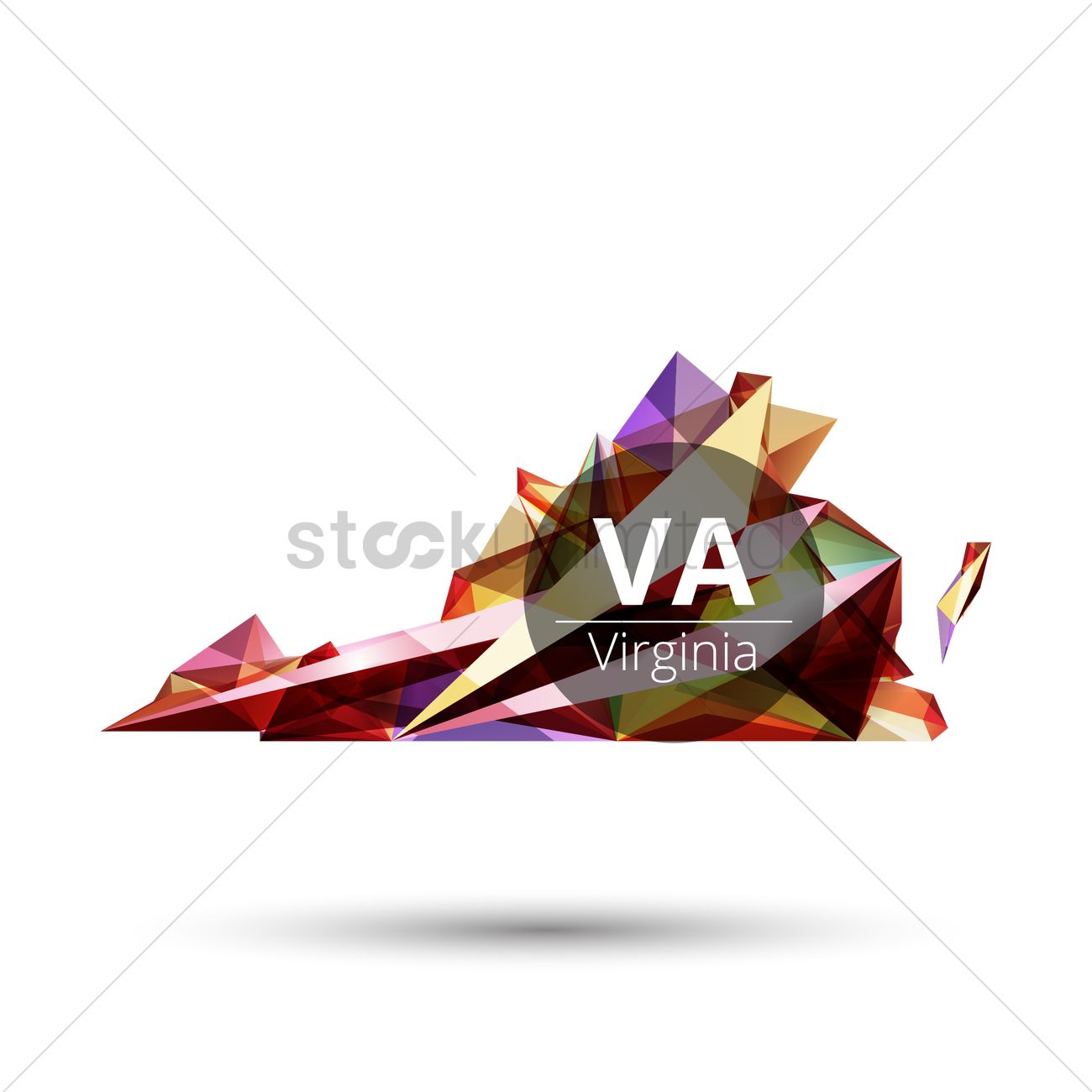 1300x1300 Low Poly Map Of Virginia State Vector Image