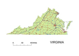 255x181 Preview Of Virginia State Vector Road Map.
