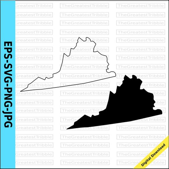 570x570 Virginia State Map Eps Svg Png Jpg Vector Graphic Clip Art Etsy