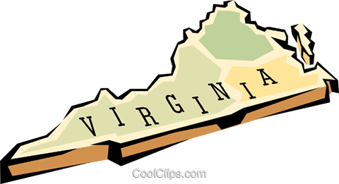 480x261 Virginia State Map Royalty Free Vector Clip Art Illustration