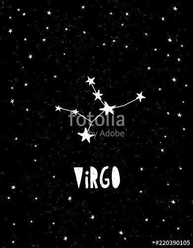 390x500 Virgo Symbol. Hand Drawn Zodiac Vector Illustration. Starry