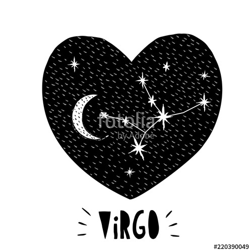500x500 Virgo Symbol. Hand Drawn Zodiac Vector Illustration. White