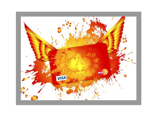 600x450 Visa Card Design With Wings And Color Splash Free Vector In Adobe