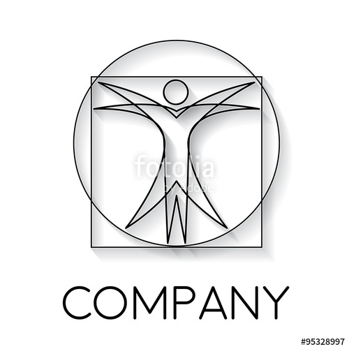 500x500 Vector Sign Abstract Vitruvian Man In Linear Style Stock Image