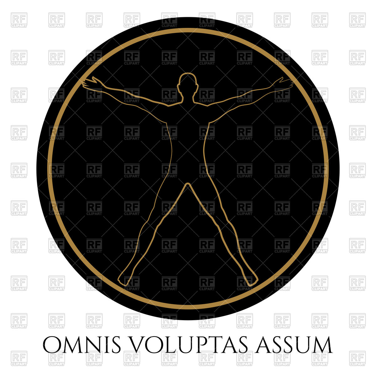 1200x1200 Modern Vitruvian Man Round Silhouette Design Vector Image Vector