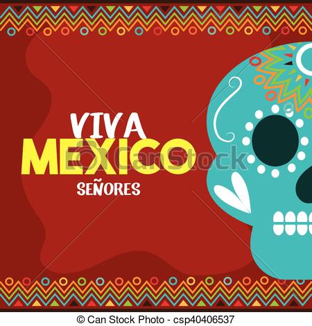 450x470 Skull Viva Mexico With Red Background Vector Illustration Eps 10.