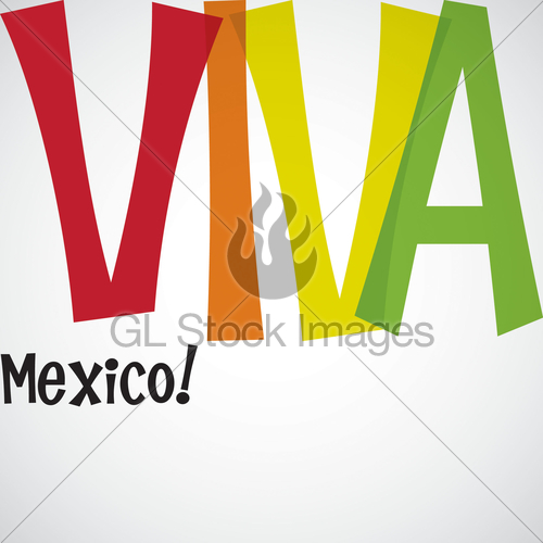 500x500 Bright Typographic Viva Mexico Card In Vector Format. Gl Stock