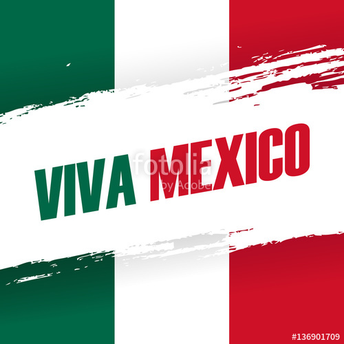 500x500 Viva Mexico Holiday Banner With Brush Stroke. Vector Illustration